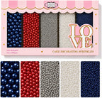 Confect Patriotic Sprinkles Mix – Red, White, Blue, Silver & Navy Pearl Dragees | 5-Pack Cake & Cupcake Decorations | 4th of July | Baking Toppers | Vegan, Gluten-Free, Nut-Free, Soy-Free, Dairy-Free, Palm Oil-Free, No Artificial Dyes - 5 Oz
