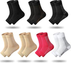 Geyoga 7 Pairs Ankle Compression Sleeves Ankle Brace Socks Plantar Fasciitis Relief Sock with Foot Arch Support for Women Men Relieves Foot Heel Pain(Size L, Size XL)
