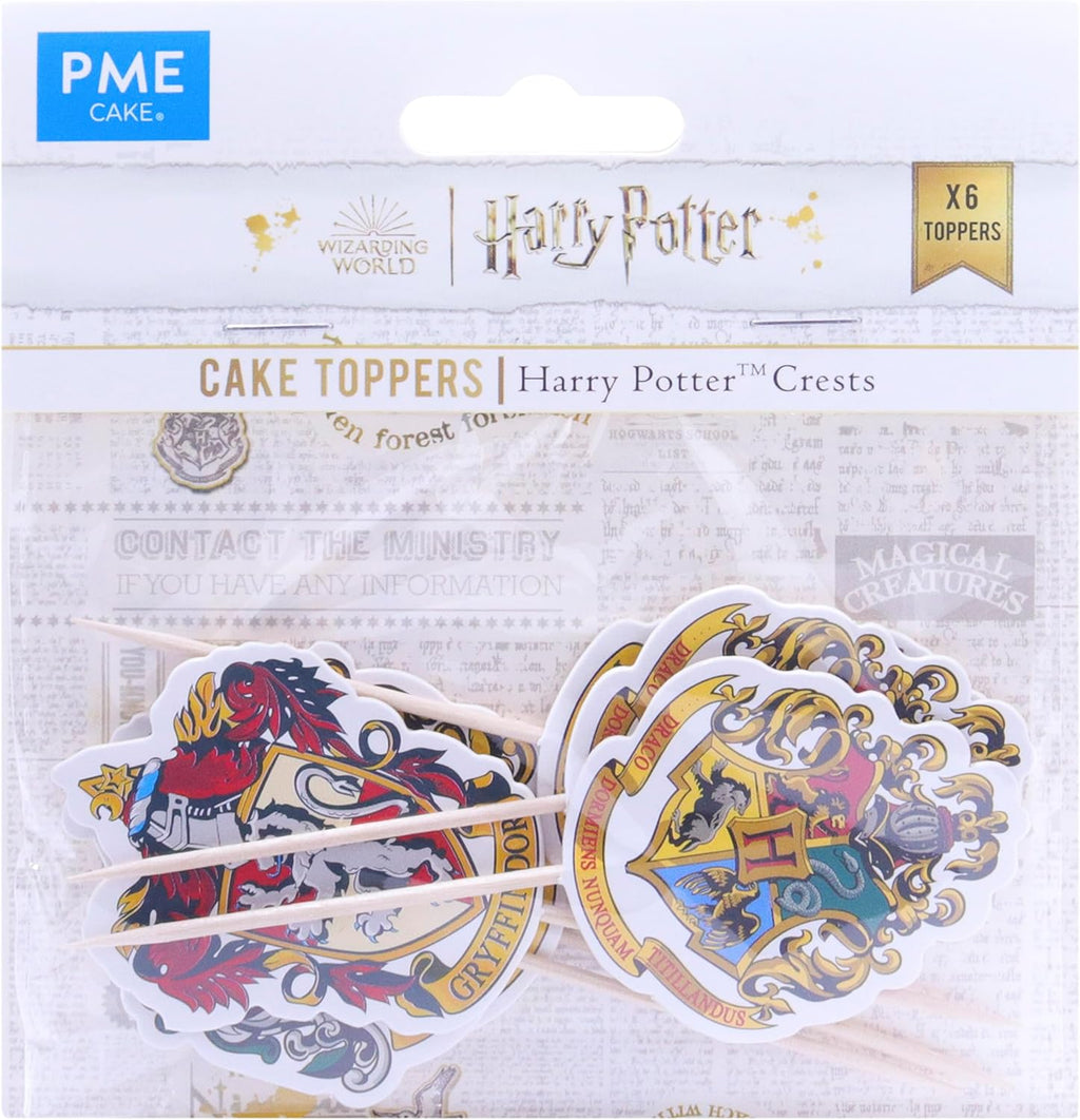 PME Harry Potter Cake Toppers, Hogwarts Crests (Pack of 6)
