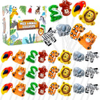 24 Ct African Savannah Animal-Shaped Lollipops Candy, Handmade Lollipops Suckers with unique designs and Fruit Flavors, Candies Lollipop Individually Wrapped Bulk for Zoo Theme Birthday