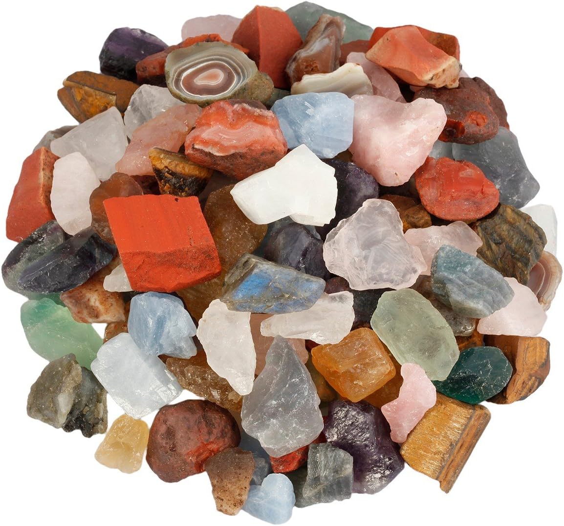 SUNYIK Natural Raw Stones Rough Rock Crystals for Tumbling,Cabbing,Assorted Stone,1pound(About 460 gram)