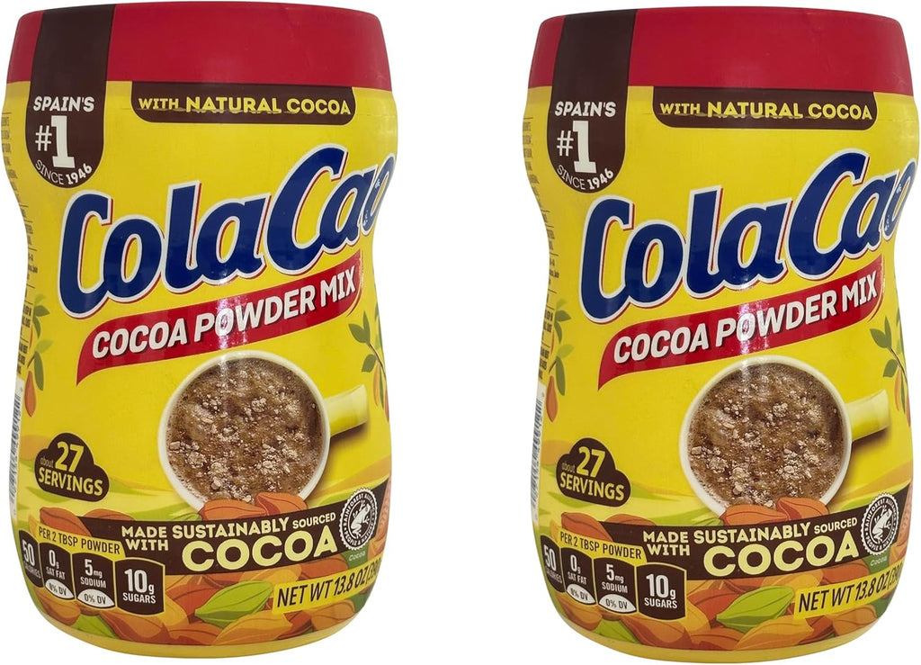 Cola Cao Cocoa Powder Mix 2 PACKS 13.8 oz (390 g) per unit. Colacao chocolate drink mix. Colacao original España. Natural Cocoa with no additives. (2)