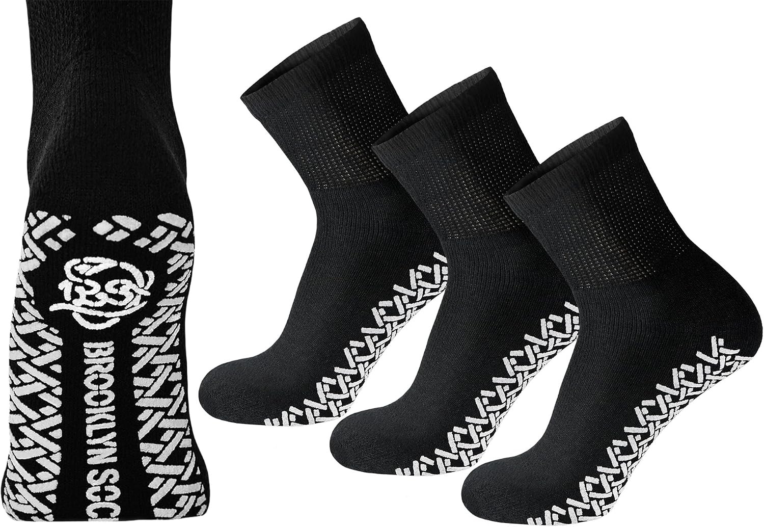 Non-Skid Cotton Ankle Socks, Non-Binding Neuropathy Diabetic Quarter Socks, 3-6 - 12 Pairs Pack