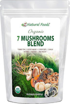 Z Natural Foods Organic 7 Sacred Mushrooms Blend - Lion’s Mane, Cordyceps, Chaga, Red Reishi, Shiitake, Maitake - Organic Mushroom Powder for Coffee, Smoothies, 1 lb