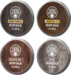 Viking Revolution 4 Beard Balm Variety Pack (1oz Each)- Spiced Vanilla, Sweet Tobacco, Majestic Oud, Citrus - Styles, Strengthens & Softens Beards & Mustaches - Leave in Conditioner Wax for Men