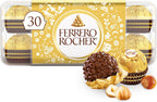 Ferrero Rocher Premium Gourmet Milk Chocolate Hazelnut Candy Gift Box, Individually Wrapped Chocolate Candy for Christmas, 30 Count, 13.2 oz