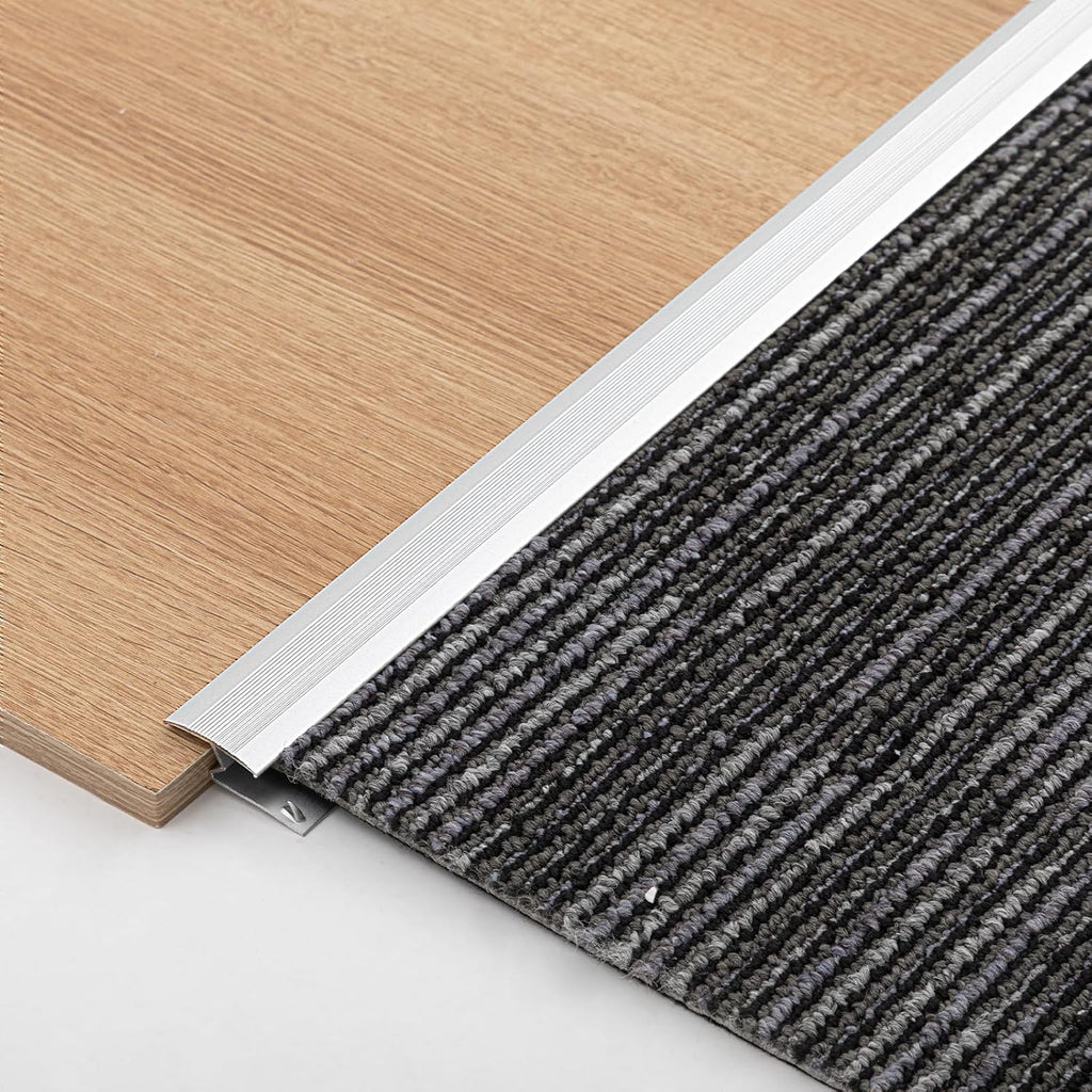 Zonon 36 Inch Aluminum Alloy Z-Shape Floor Transition Strip, Carpet to Tile/Laminate/Wood Floor,Cuttable Edge Trim Strip Protection Cover for Home Office Bedroom Doorways, Waterproof & Rust-Resistant