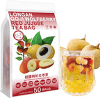 Plant Gift Longan Goji Wolfberry Tea Bags 10.58oz (6g*50bags) Longan, Wolfberry, Chinese Pure Nature, Health Care Mixed Tea, Combination of Floral Tea 300g 桂圆枸杞茶