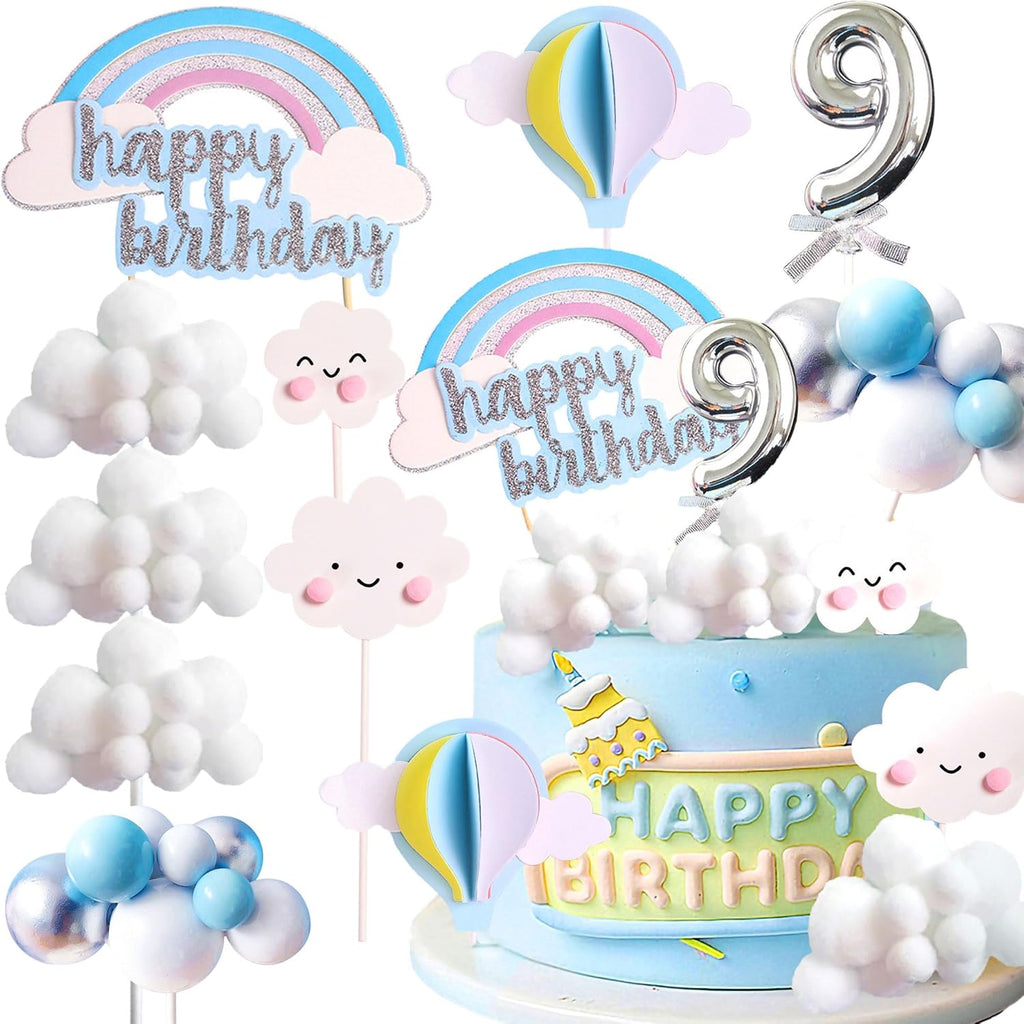 LaVenty On Cloud 9 Cake Decoration On Cloud 9 Birthday Cake Topper 9 Birthday Cake Decoration On Cloud 9 Party Supplies Cloud Cake Toppers