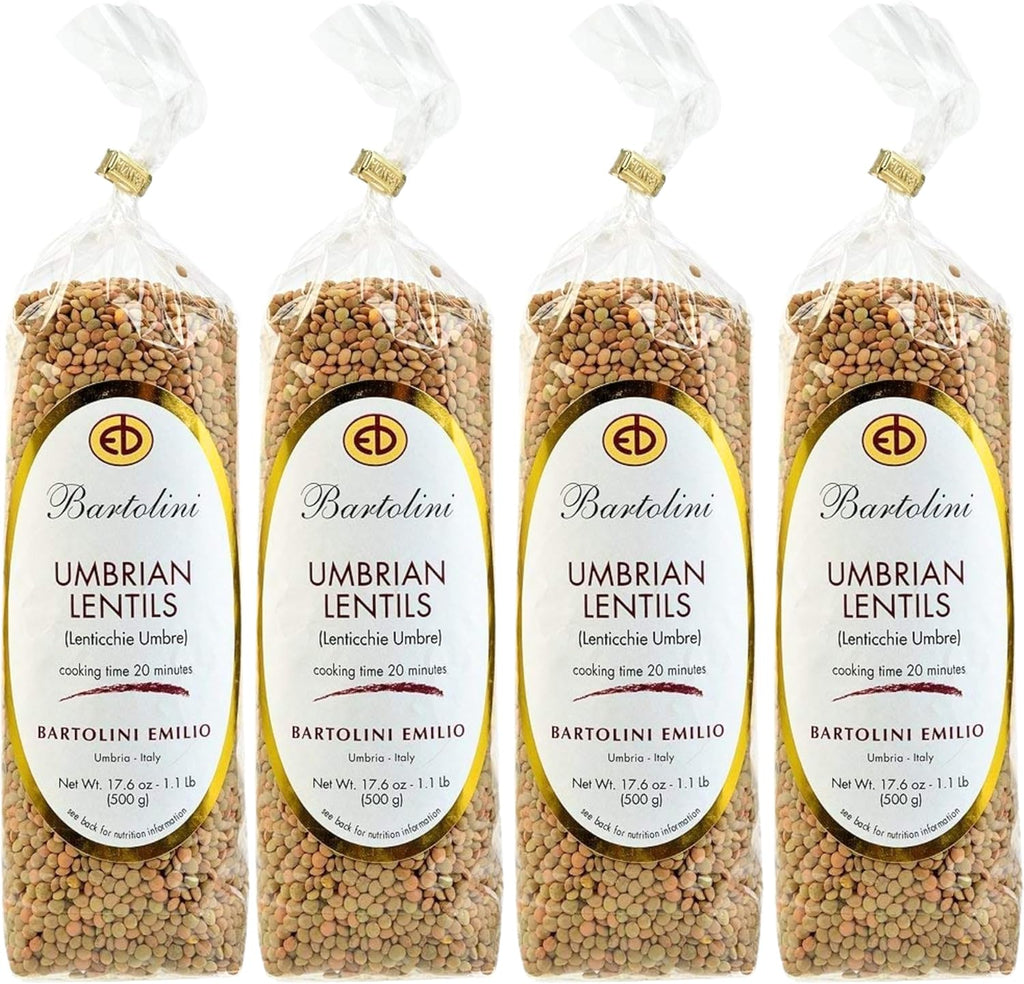 Bartolini Umbrian Lentils 17.6 oz. (500g) (Pack of 4) Dry Lentils from Italy - Perfect for Lentil Soup - Green and Brown - Dried Lenticchie - Umbria Whole