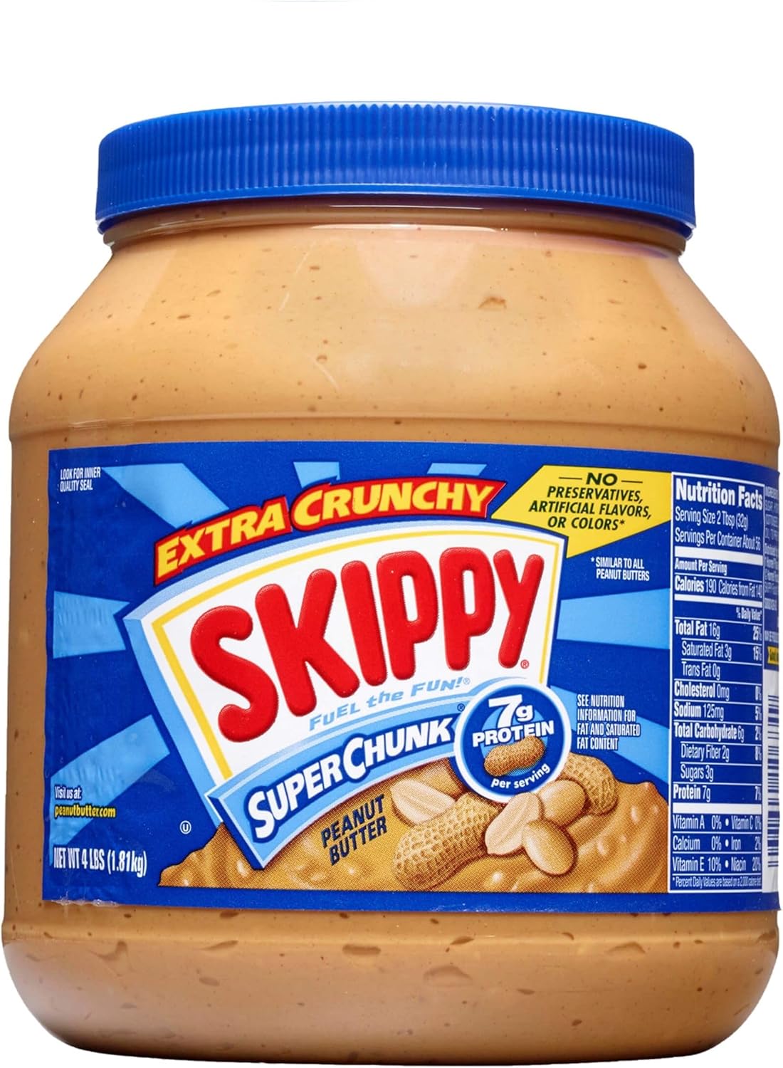 SKIPPY SUPER CHUNK Extra Crunchy Peanut Butter, 64 Ounce