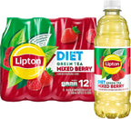 Lipton Diet Mixed Berry Green Tea, 16.9 Fl Oz Bottles (Pack of 12)