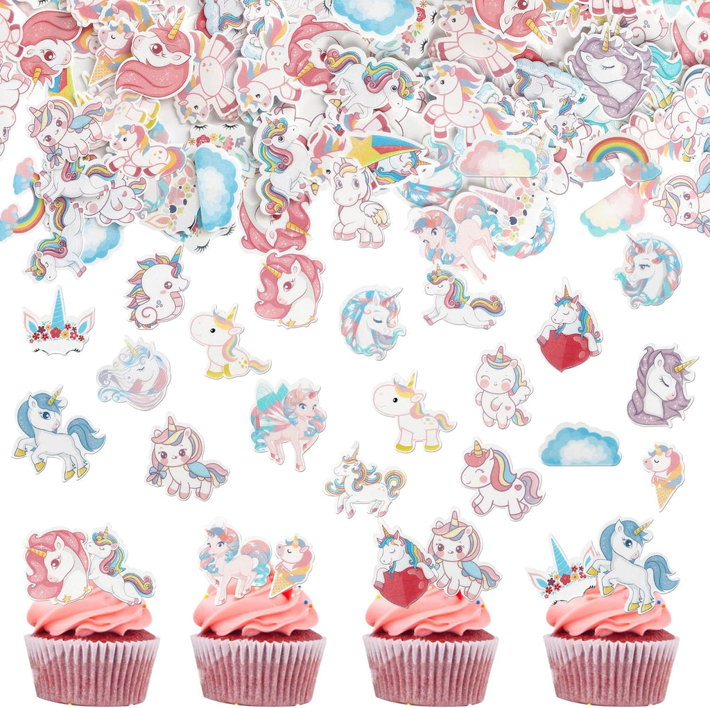 Rsstarxi 80 Pack Edible Horse Cupcake Toppers Rainbow Cake Decorations Horse Cupcake Decorations for Baby Shower Girls Birthday Party Decorations
