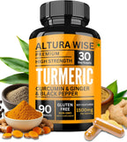 4 in 1 Organic Turmeric Capsules High Strength and Black Pepper with Active Curcumin with Ginger 1500mg - Advanced Tumeric - Each 90 Veg Capsule (3 Capsules per Serving)