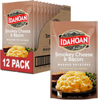 Idahoan Smoky Cheese & Bacon Mashed Potatoes, Naturally Gluten-Free, 100% Real Idaho Potatoes, 4 servings per bag, 4 ounce (Pack of 12)