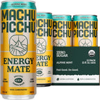 MACHU PICCHU 12-Pack-Alpine Mint Zero Sugar Energy Mate Drink – Non-Carbonated Yerba Mate, 120mg Organic Caffeine, Smooth Focus Without Jitters or Crash, Low Calorie, USDA Organic, 12oz Cans