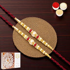 Ghasitaram Gifts Rakhi for Brother Rakhis Online - Set of 2 - Y-83 Pearl rakhi with 200 gms of Kaju katli