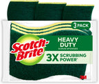 Scotch-Brite Heavy Duty Scrub Sponge, 24 Kitchen Sponges Designed for Tough Messes in the Kitchen that Last 3X Longer*, Best for Cast Iron Skillets and Outdoor Grills, Flexible, Durable, and Strong
