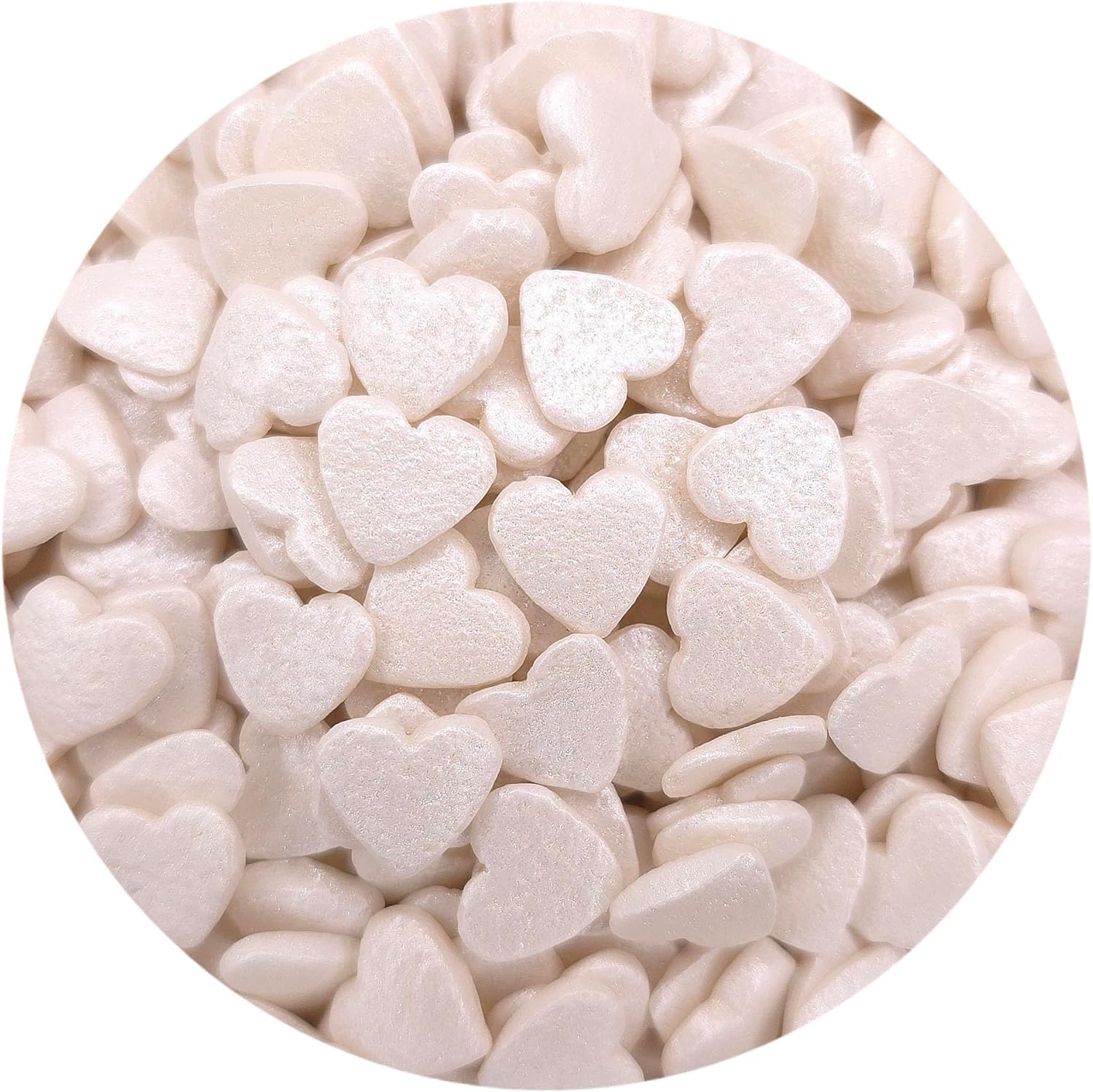 NCS Pearlized White Heart Edible Sprinkles – Cupcake, Cake & Cookie Decorations, 8 oz