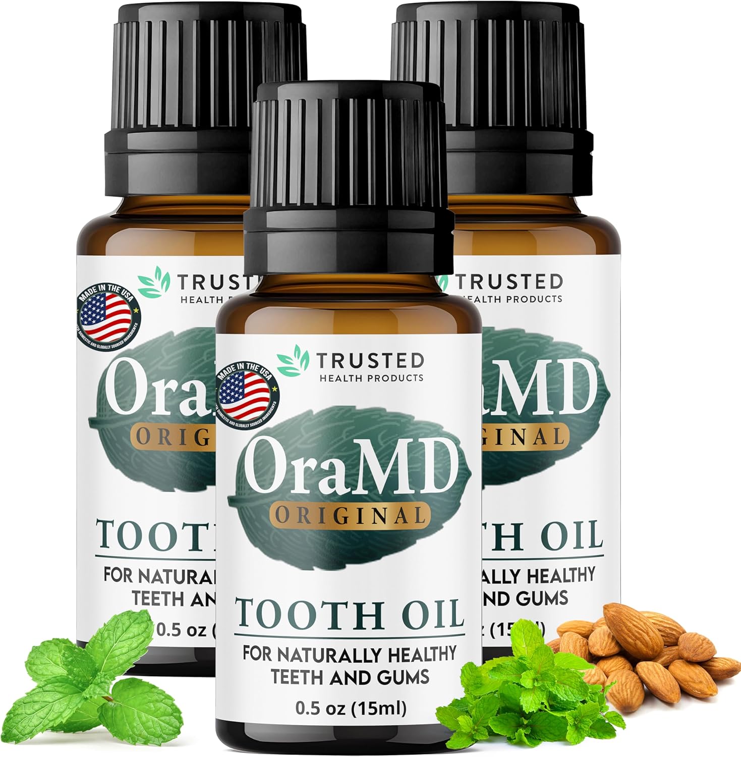 OraMD 4-in-1 Original Strength Tooth Oil- Clinically Tested Gum Disease Treatment, Gingivitis Treatment, Periodontal Disease Treatment, Sensitive Teeth and Gums - All-Natural Solution (3-Pack)