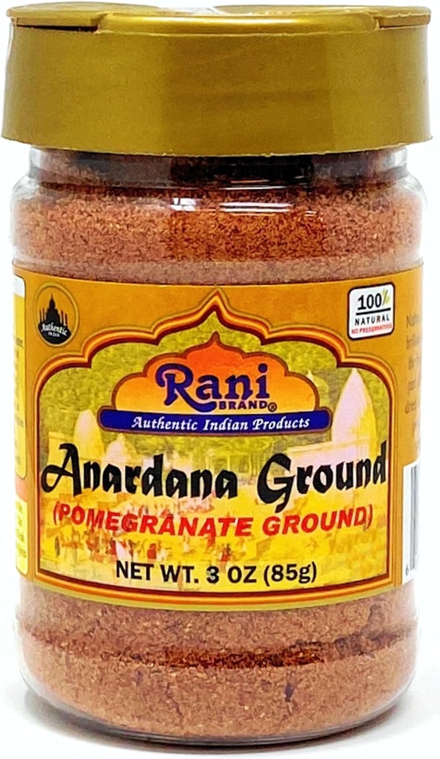 Rani Anardana (Pomegranate) Ground, Indian Spice 3oz (85g) PET Jar ~ All Natural | No Color | Gluten Friendly | Vegan | NON-GMO | No Salt or fillers | Indian Origin