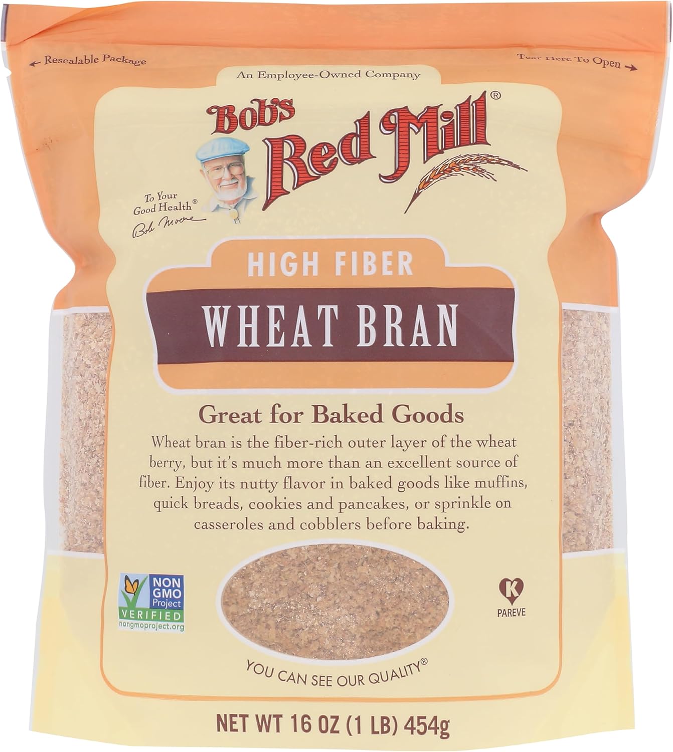 Bob's Red Mill Wheat Bran, 16oz (Pack of 1) - Non GMO, Vegan, Kosher