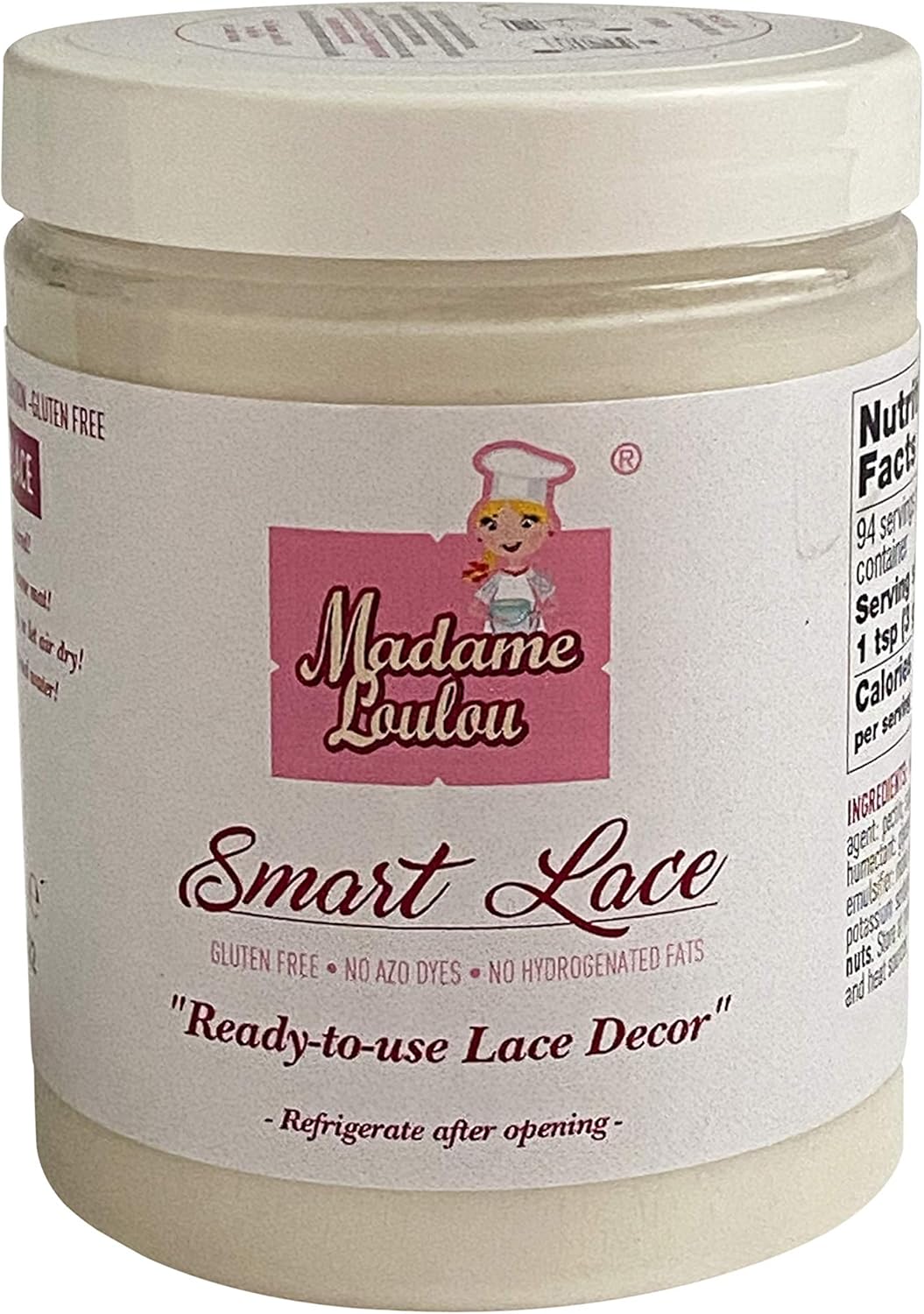 Madame Loulou Smart Lace 10oz Ready-to-use, edible cake lace - 284g (White)