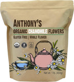 Anthony's Organic Chamomile Flowers, 1 lb, Whole, Loose Leaf, Gluten Free, Non GMO, Non Irradiated