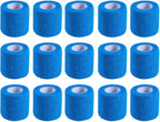 15 Pack 2 Inch x 5 Yards Blue Self Adhesive Bandage Breathable Cohesive Bandage Wrap Rolls Elastic Self-Adherent Tape for Stretch Athletic, Sports, Wrist, Ankle