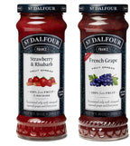 St. Dalfour Strawberry & Rhubarb and French Grape Fruit Spread Bundle, 10 oz Each - 100% from Fruit, No Artificial Ingredients, All Natural