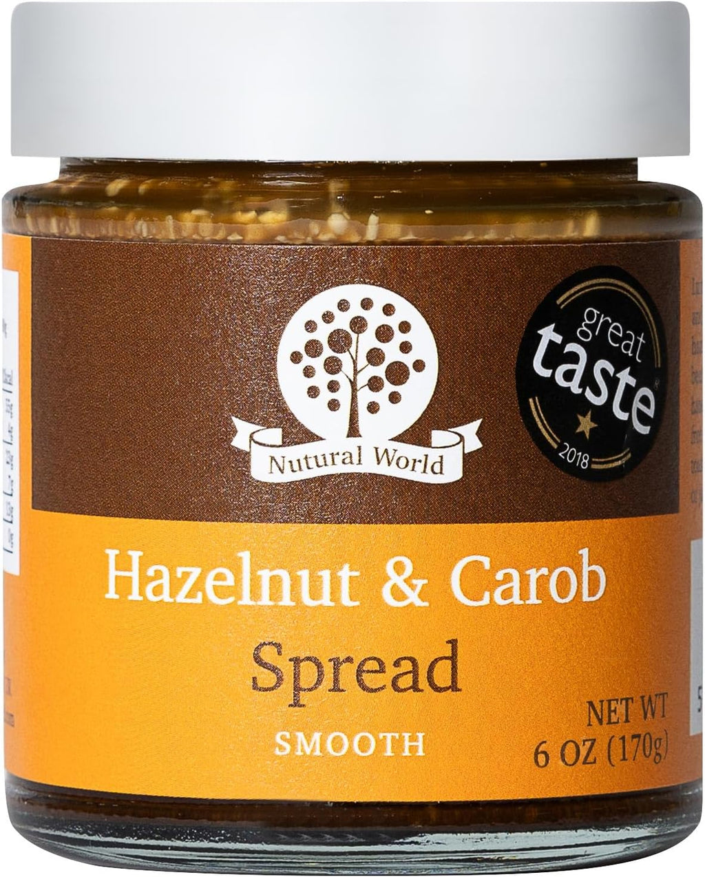 Nutural World - Smooth Hazelnut and Carob spread 6 Oz (170g) Award Winning product