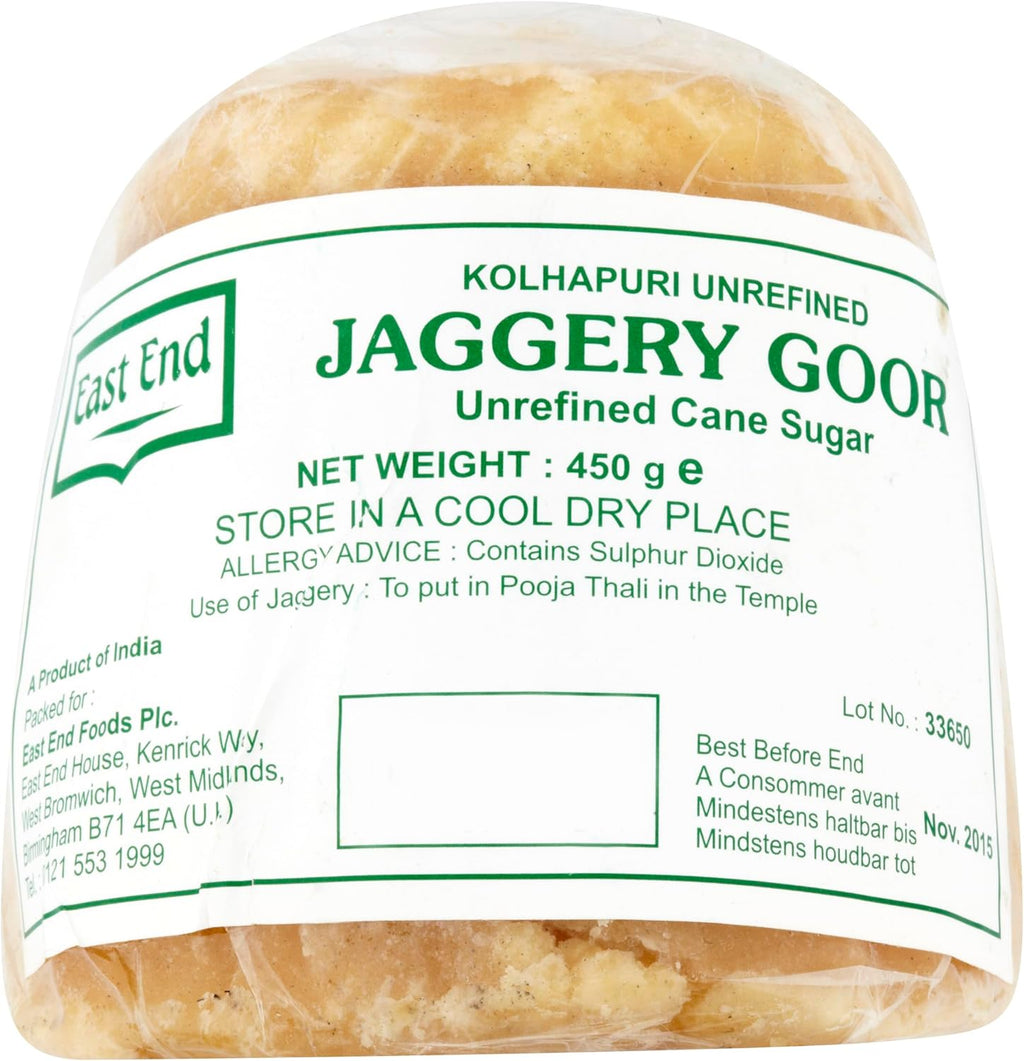 Jaggery Goor Unrefined Cane Sugar, 450 g East End
