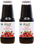 Anna and Sarah 33.8 Oz Organic Tart Cherry Juice - USDA Organic Certified - Glass Bottle (2 Pack) No Sugar, No Artificial Colors, No Preservatives, No Flavors Added,NOT from CONCENTRATE