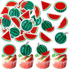 40Pcs Edible Watermelon Cupcake Toppers Cute Watermelon Cupcake Picks for Summer Fruit Baby Shower Fruit Boys Girls Birthday Party Cake Decorations Summer Holiday Party Decors