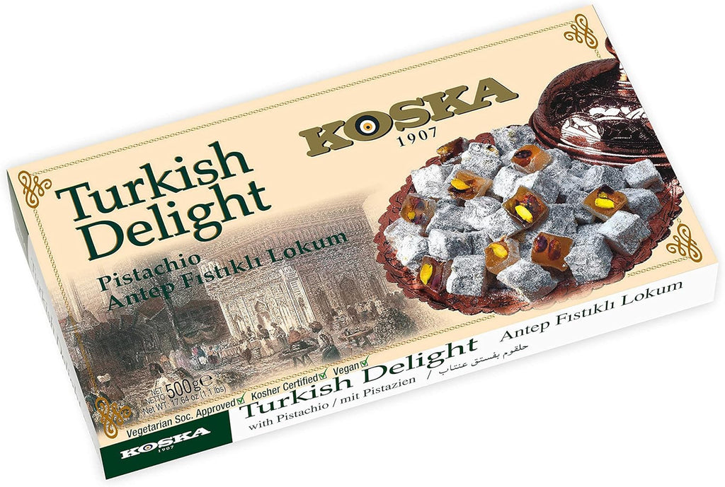 Koska Turkish Delight (Lokum) with Pistachio, 17.64 oz 1.10 Ibs 500 gr Lokum