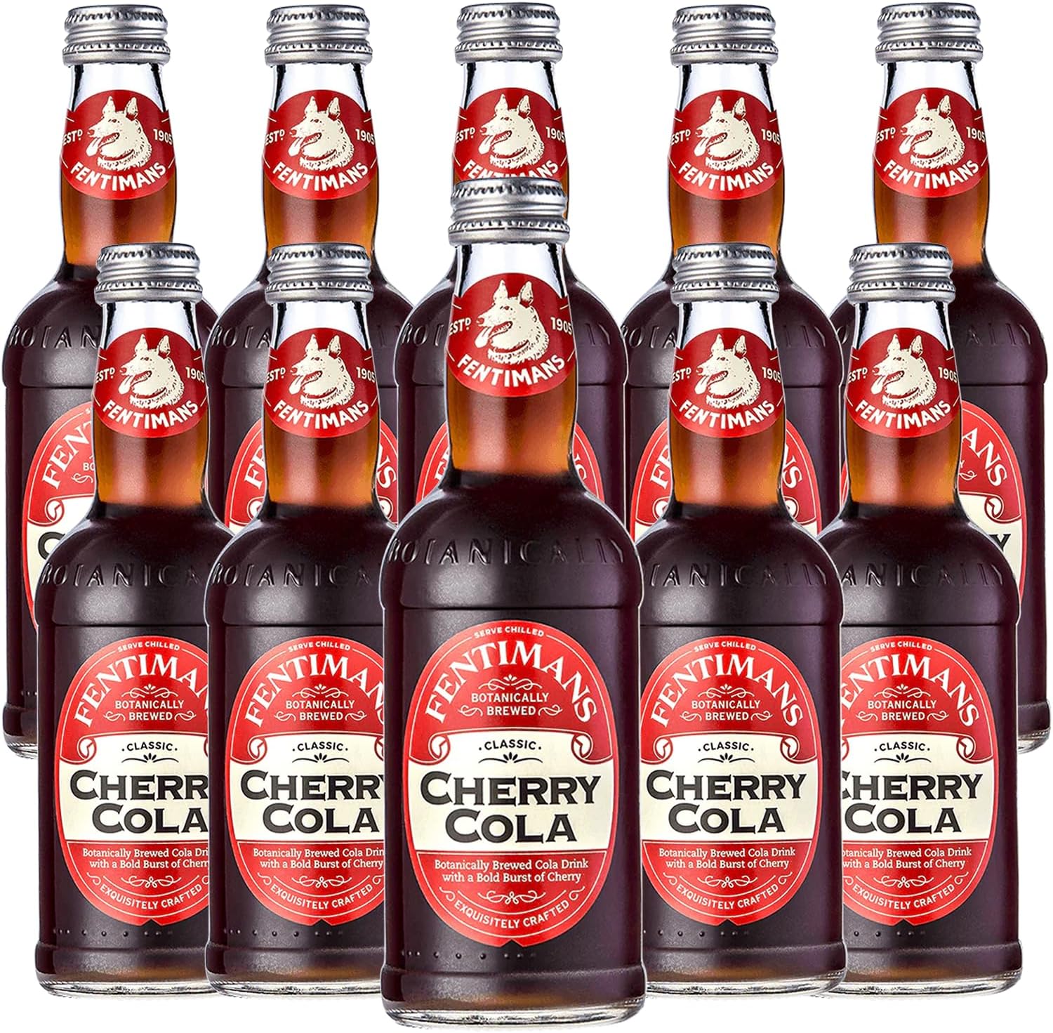 Fentimans Botanically Brewed Classic Cherry Cola Sparkling Soda, 9.3 fl oz Bottles – Premium Craft Soda/Mixer for Cocktails & Refreshing Drinks