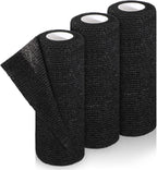 Nuanchu 3 Pcs Self Adhesive Cohesive Wrap Bandages 6 Inches x 5 Yards Non Woven Athletic Tape Breathable Self Adherent Bandage Wrap Elastic Sports Gauze Rolls Tape for Wrists, Knee, Ankle(Black)