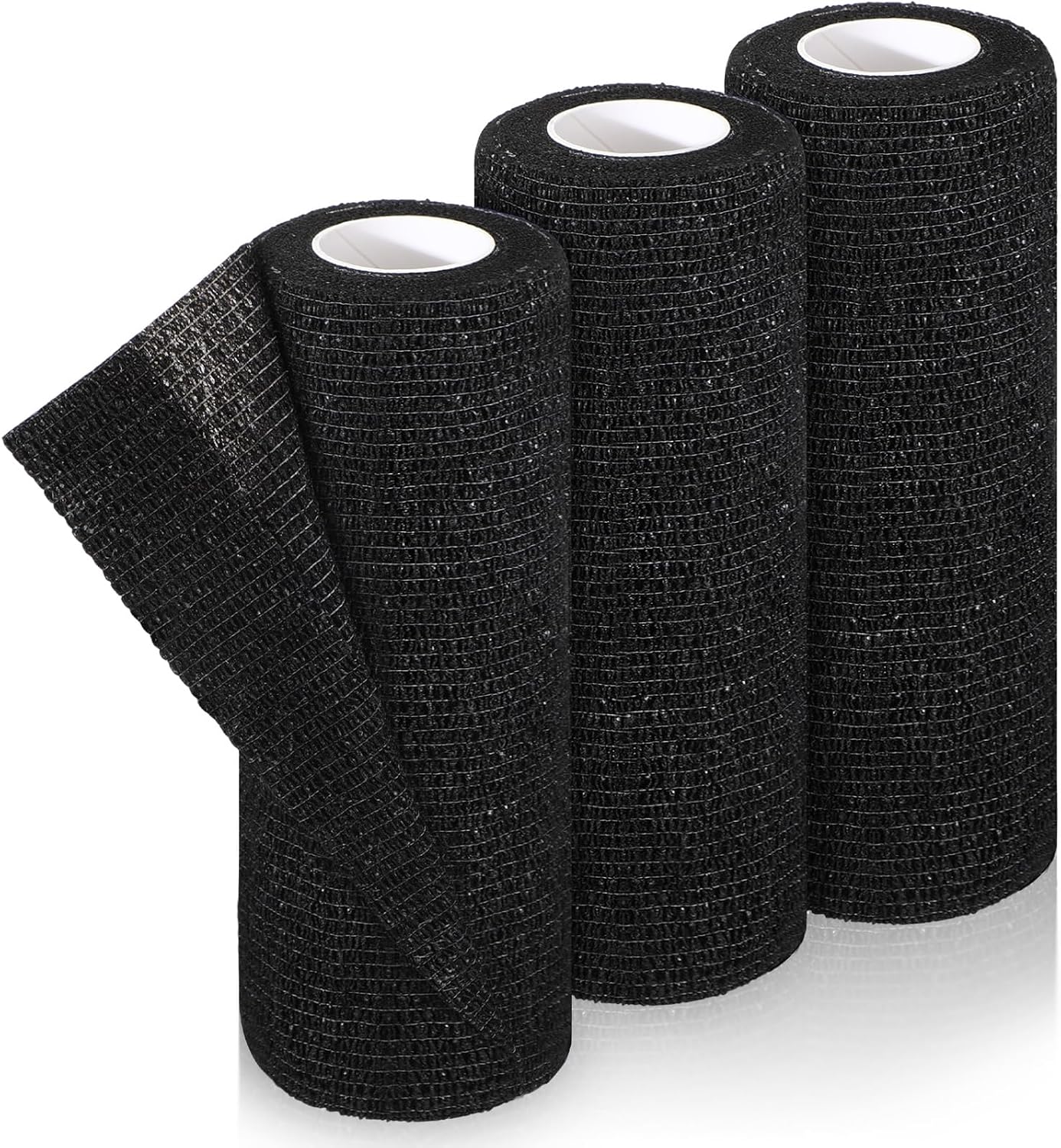 Nuanchu 3 Pcs Self Adhesive Cohesive Wrap Bandages 6 Inches x 5 Yards Non Woven Athletic Tape Breathable Self Adherent Bandage Wrap Elastic Sports Gauze Rolls Tape for Wrists, Knee, Ankle(Black)