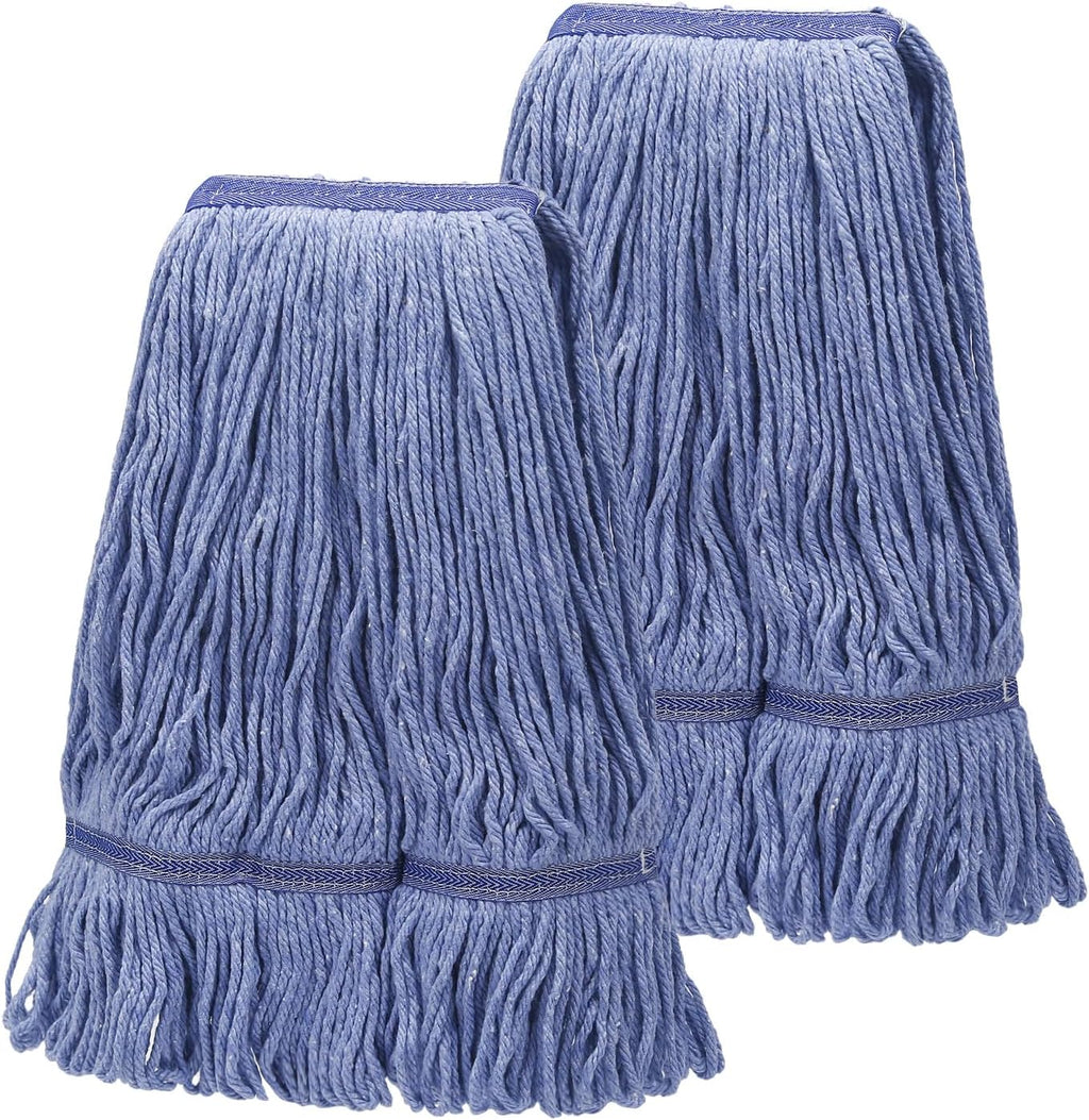 2 Pack Heavy Mop Replace Head，mop Head Replacement,Commercial mop Heads,Reusable Mop Head Refills-Replacement Mop Heads SuitableWet Industrial Blue Cotton Looped End String Head Refill (Blue)