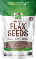 NOW Foods, Organic Flax Seeds, Source of Essential Fatty Acids and Fiber, Certified Non-GMO, Kosher, 1-Pound (Packaging May Vary)