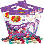 Needzo Unicorn Mix Flavored Jelly Beans, Girls Birthday Party Themed Gourmet Chewy Candy, Shareable Bagged Candies, Pack of 3, 3.5 Ounces