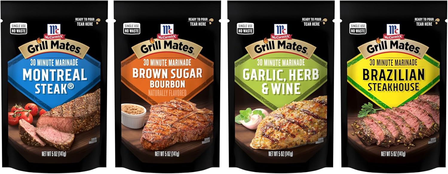 McCormick Grill Mates Marinade Variety Pack, Signature Flavors, 30-Minute Marinade Pouch for Chicken, Pork Marinade, and Steak, 20 oz