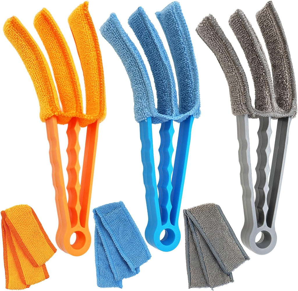 3 Pack Microfiber Feather Duster with 6 Microfiber Sleeves, Window Blind Cleaner, Blind Duster, Blinds Cleaning Tools