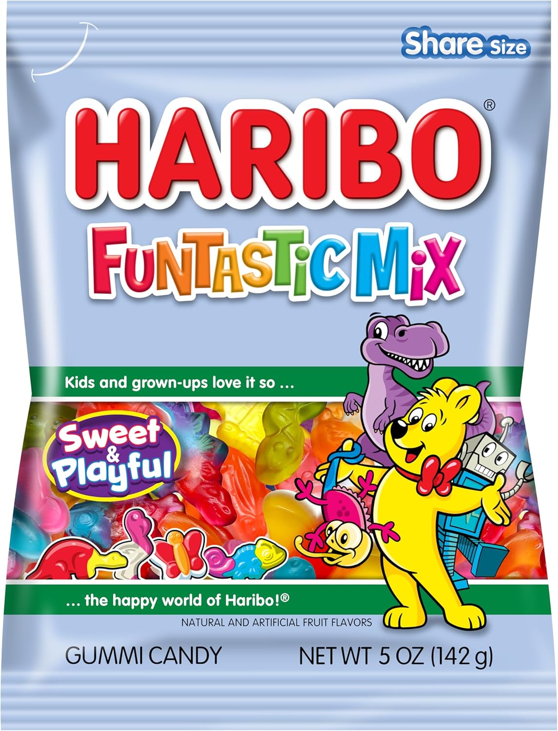 Haribo Gummi Candy | Funtastic Mix in Shareable Size Bags | Many Shapes & Flavors, 5 oz. (Pack of 12)