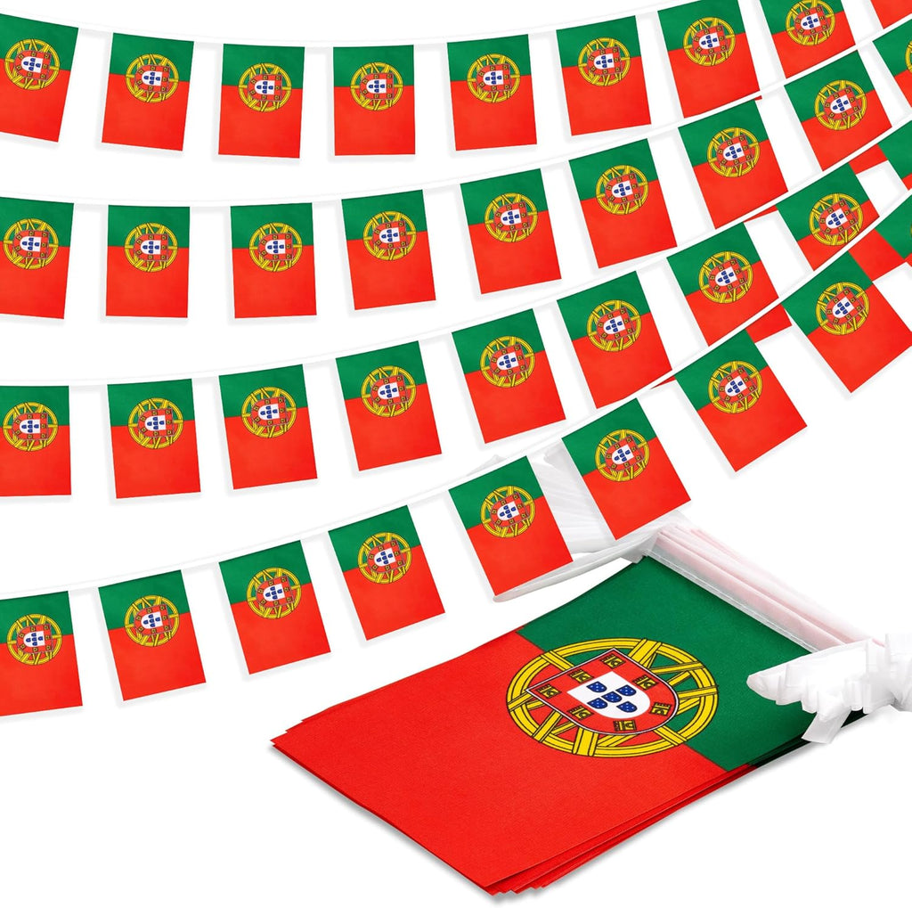 MVPRING Portugal String Flag Pennant Banner, Small Mini Portuguese Flags Bunting Banner, National Country Decoration for School, Party, Sports Events, 33 Feet 30 Flags