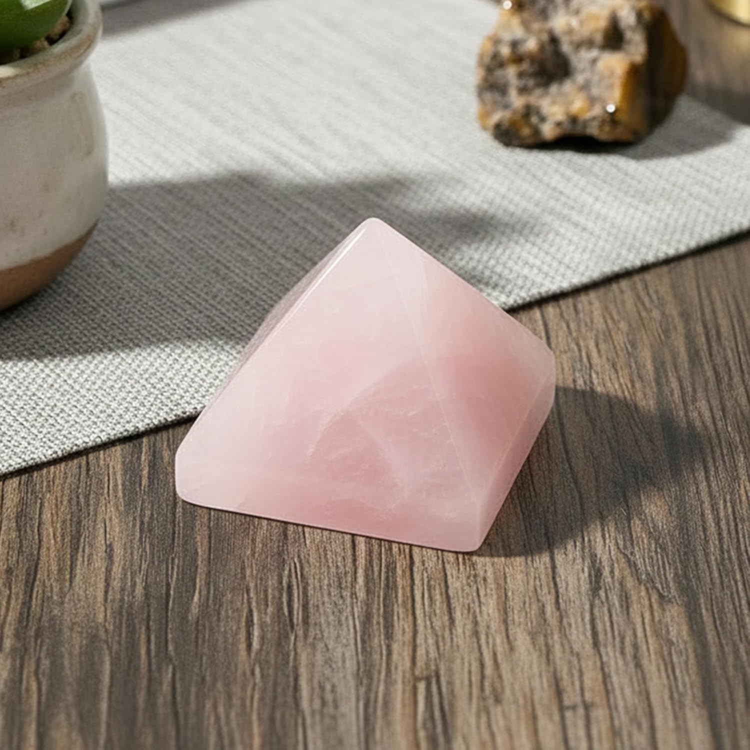 Rose Quartz 20mm Mini Pyramid Figurine for Crystal Healing Spiritual Meditation Yoga Reiki Chakra Balancing