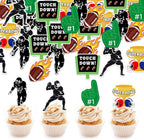 42Pcs Edible Football Cupcake Toppers Wafer Paper Rugby Ball Rugby Sports Theme Baby Shower Party Supplies