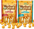 Werthers Caramel Crunch Topping Popcorn Duo Pack – Classic & Salted Caramel Flavours, 2 × 5.29 oz Resealable Popcorn Bags – Gourmet Sweet & Salty Snack Box Gifts for Movie Nights
