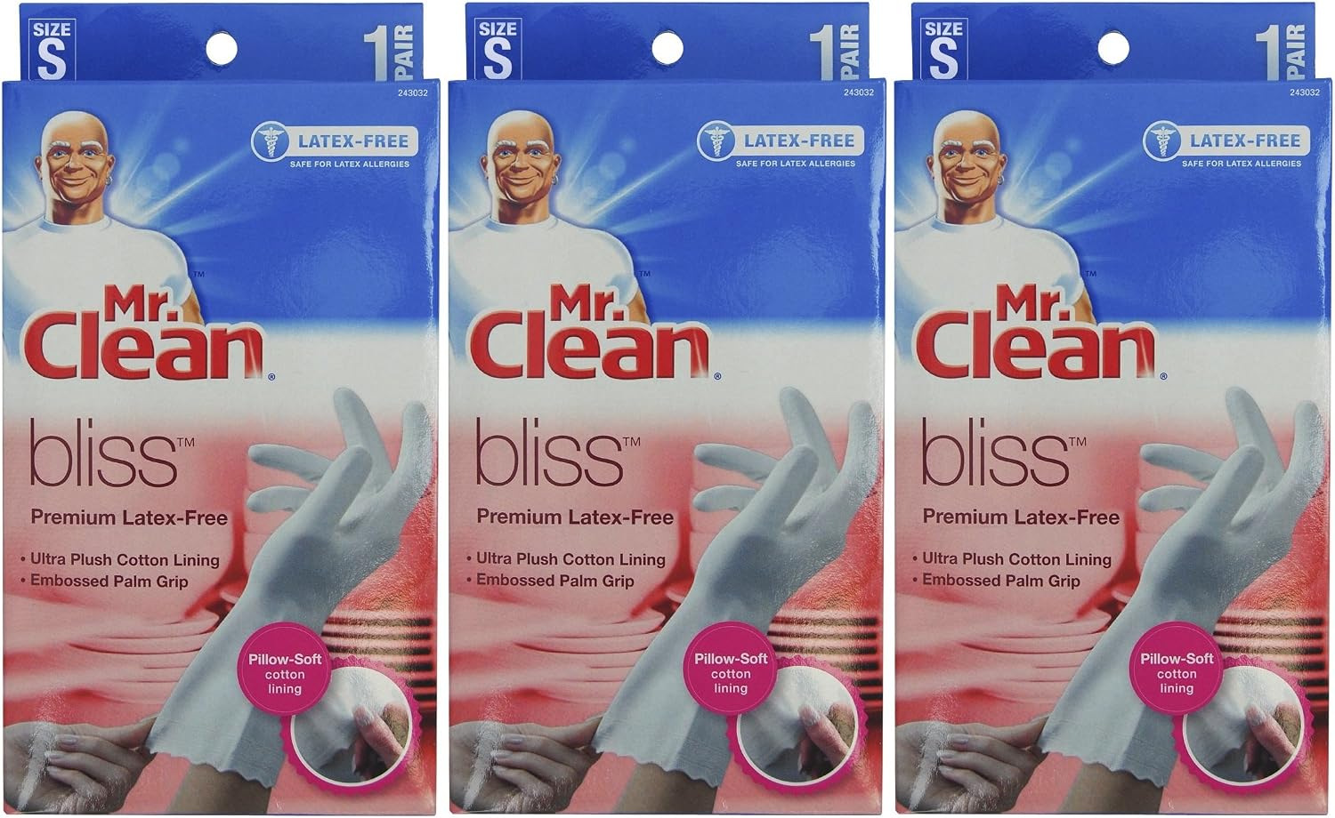 Mr. Clean Bliss Premium Latex-Free Gloves, Small, 3 pairs