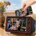 SEANCHEER Retro TV Cell Phone Screen Magnifier HD, 3D Portable Foldable Mobile Phone Magnifier for Movie & Game, Fit for All Smartphones - Gift for Women Mom Wife Men Dad Husband Friends (Brown, 12")